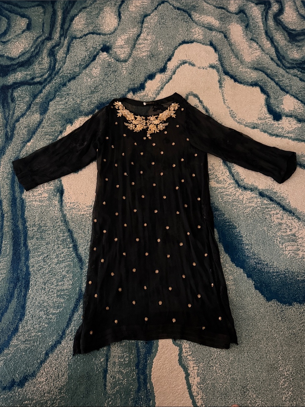 Black Agha Noor sheer Kurta